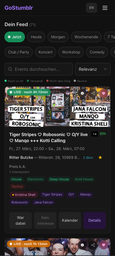 GoStumblr Mobile Feed